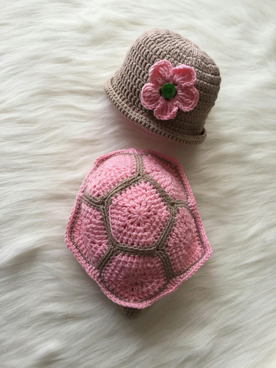 Handmade Pink Turtle Baby Costume, Newborn Photo Prop