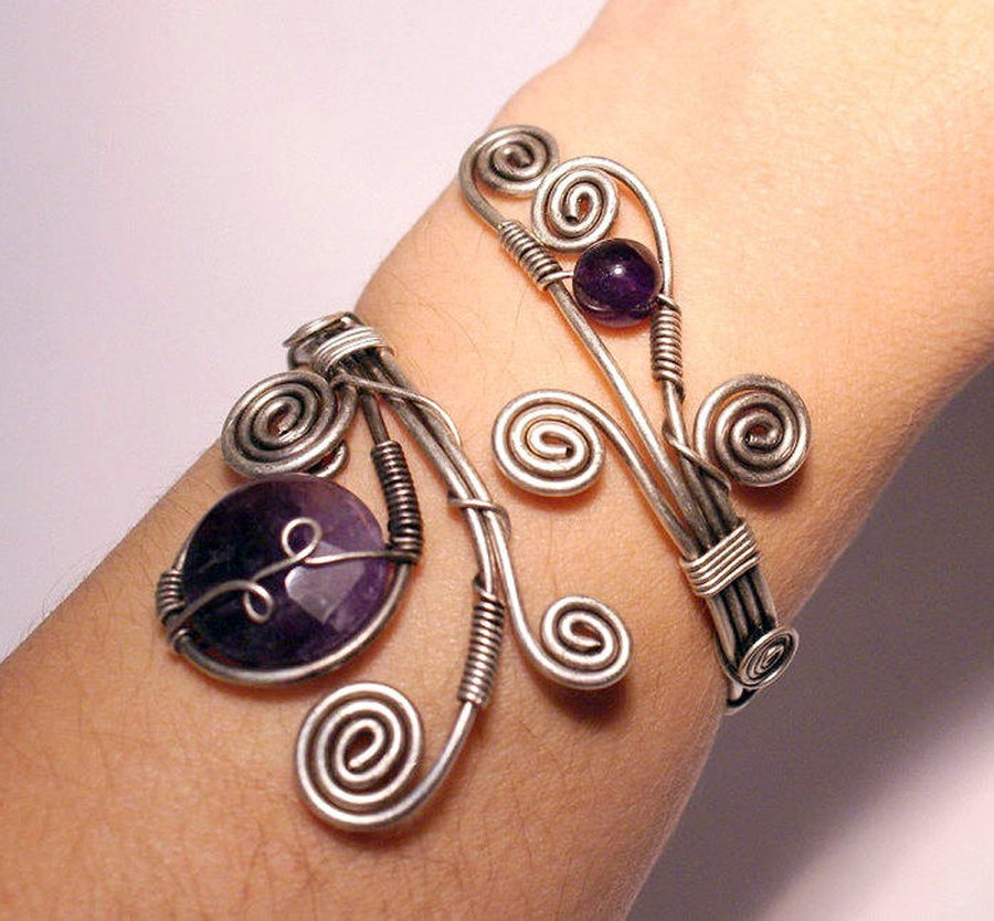 Handmade Purple Amethyst Cuff Bracelet