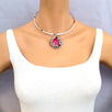 Handmade Pink Ruby Stone Pendant Boho Choker Necklace