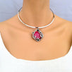 Handmade Pink Ruby Stone Pendant Boho Choker Necklace