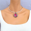 Handmade Pink Ruby Stone Pendant Boho Choker Necklace