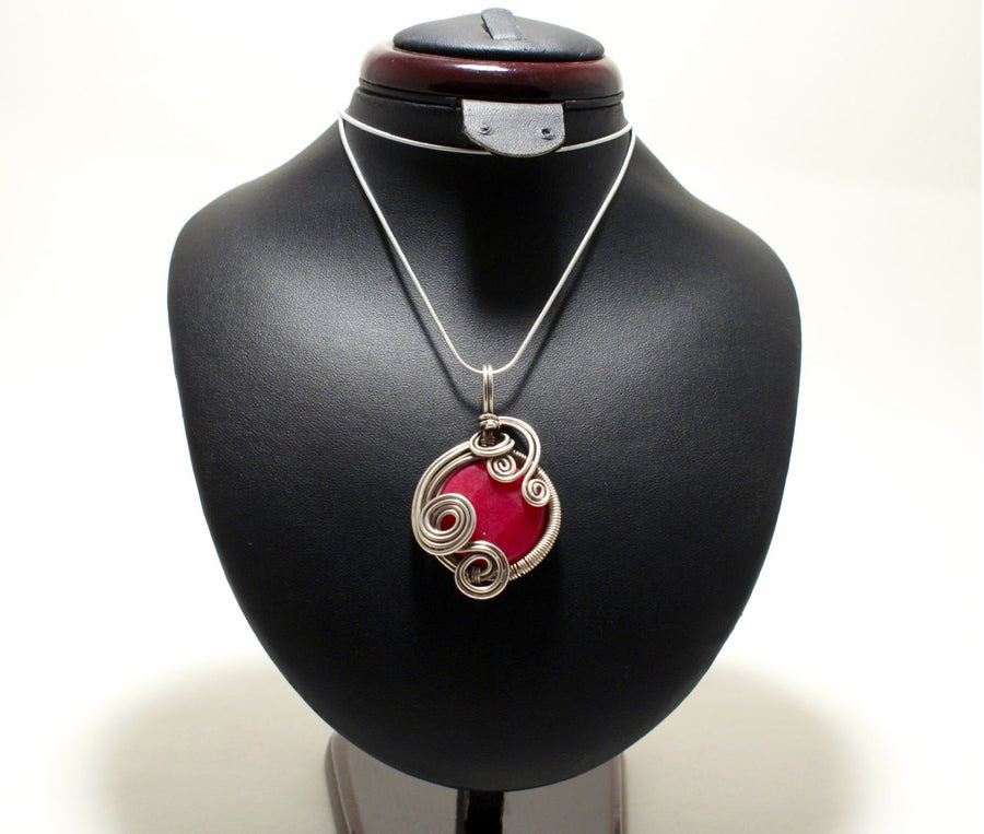 Handmade Wire Wrap Ruby Pendant Necklace