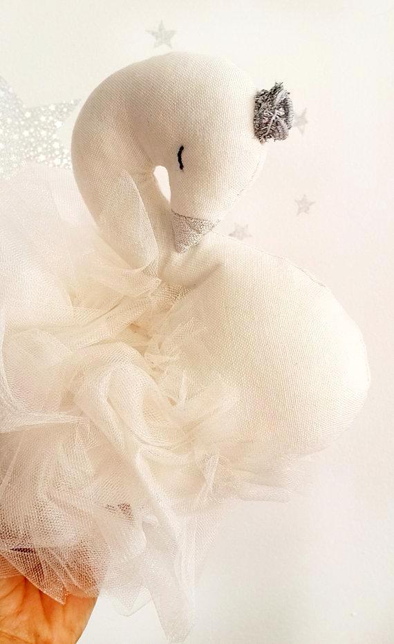 Handmade Plush Swan Doll stuffed swan Nursery decor Wedding decor