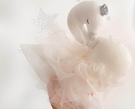 Handmade Plush Swan Doll stuffed swan Nursery decor Wedding decor