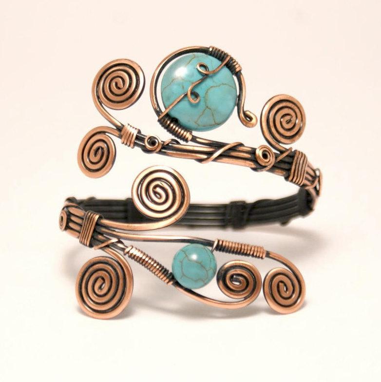 Handmade Wire Wrap Turquoise Cuff Bracelet