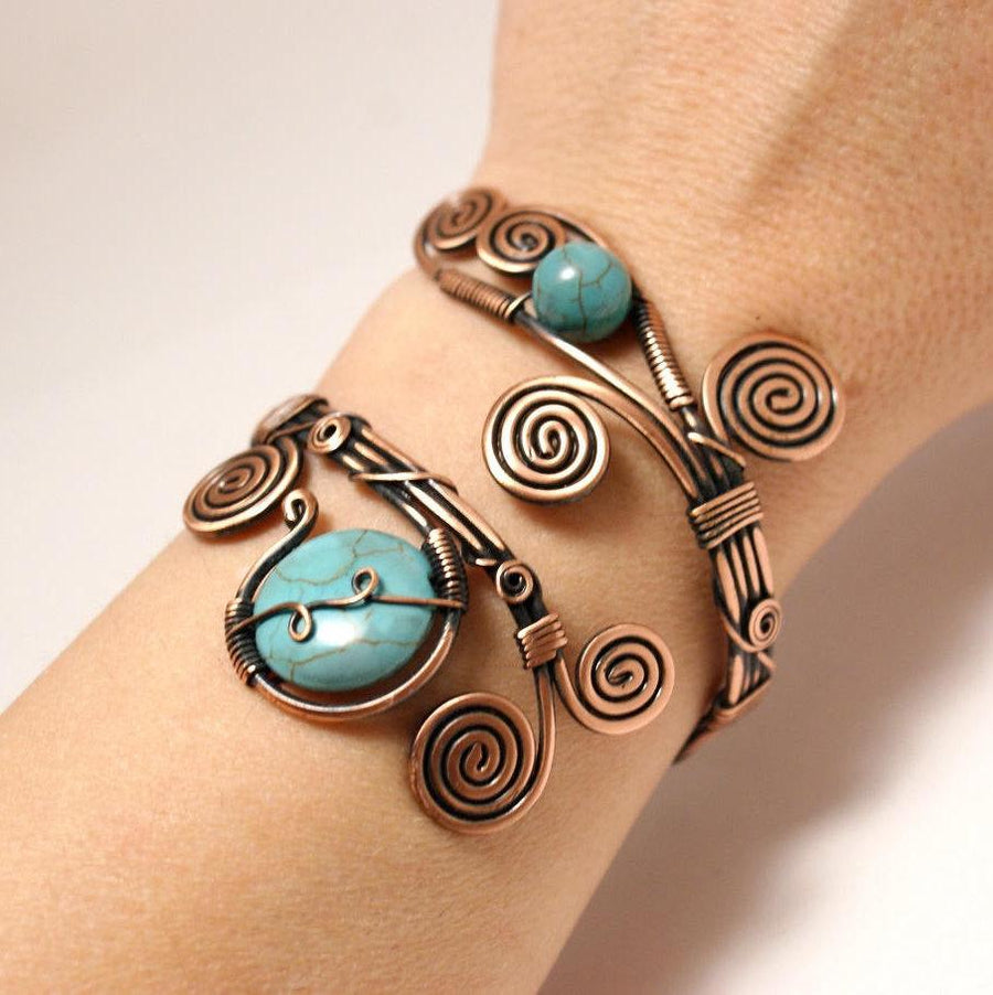 Handmade Wire Wrap Turquoise Cuff Bracelet