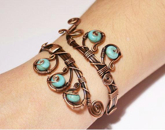 Handmade Copper Wire Turquoise Bracelet