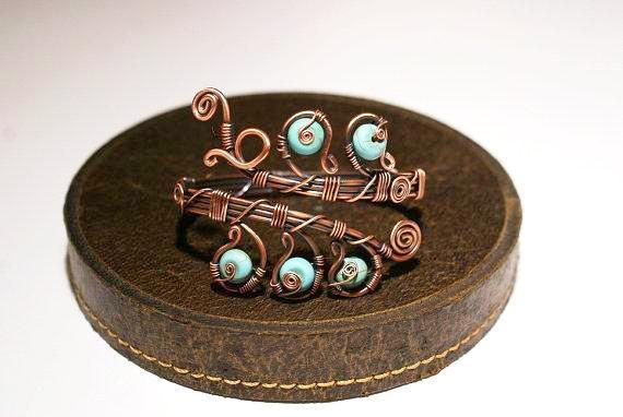 Handmade Copper Wire Turquoise Bracelet