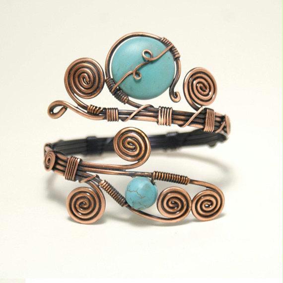 Handmade Copper Turquoise Cuff Bracelet