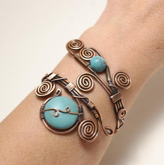 Handmade Copper Turquoise Cuff Bracelet