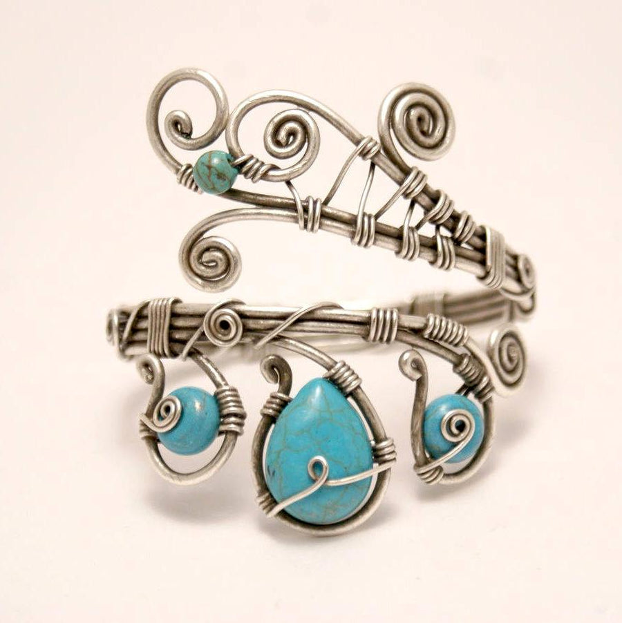 Handmade Wire Wrapped Turquoise Cuff Bracelet