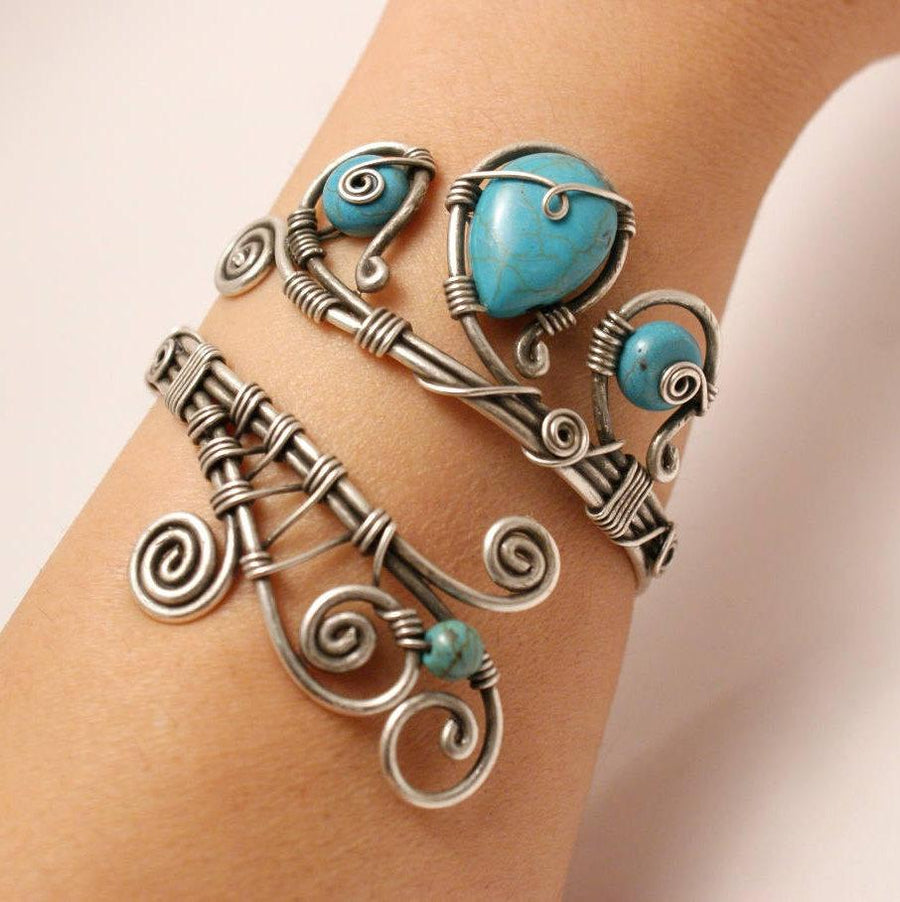 Handmade Wire Wrapped Turquoise Cuff Bracelet