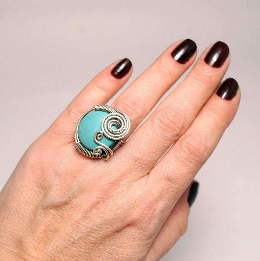 Handmade Turquoise Gemstone Adjustable Boho Ring