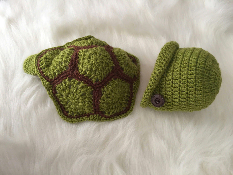 Handmade Newborn Turtle Costume, Baby Photo Props