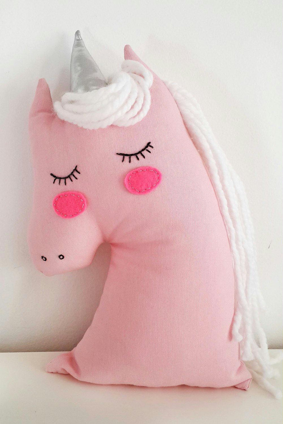 Handmade Plush Animal Doll nursery decor pillow, Pink Unicorn