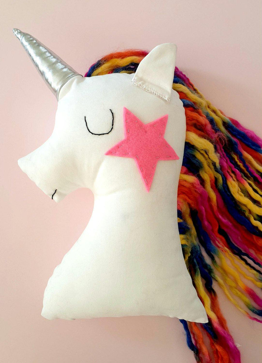 Handmade Plush Animal Doll nursery decor pillow, Rainbow Unicorn Doll