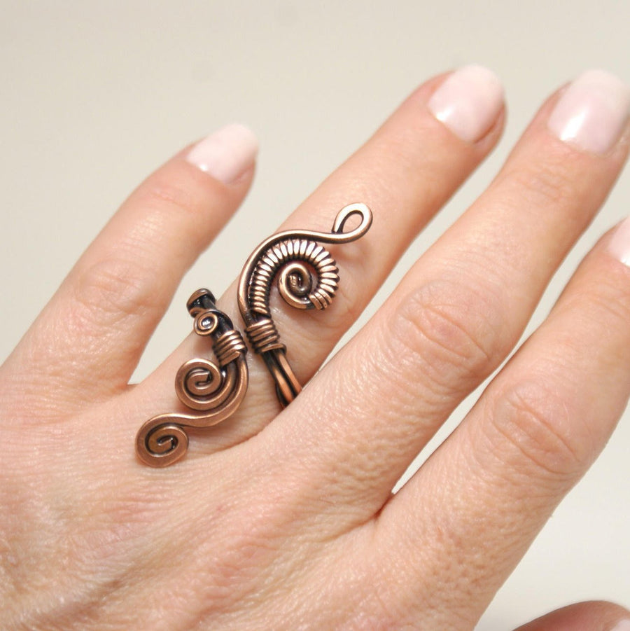 Handmade Copper Wire Wrapped Adjustable Ring