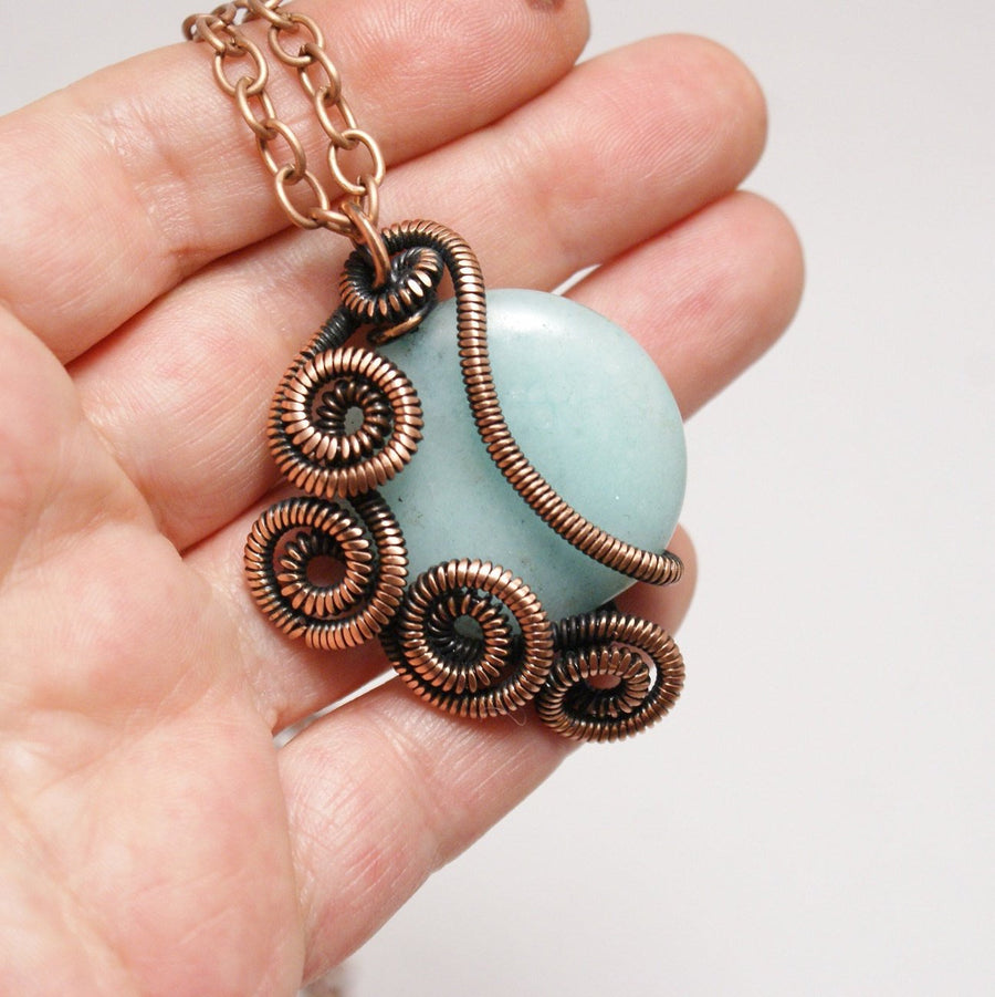 Handmade Wire Wrap Aventurine Pendant Necklace