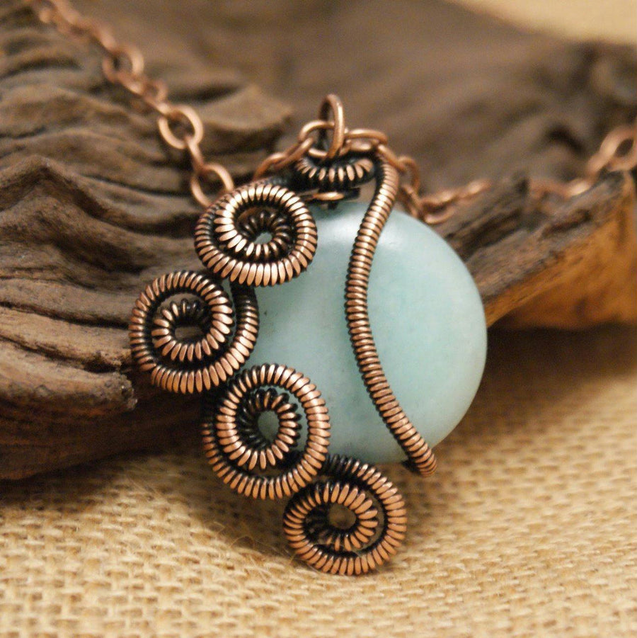 Handmade Wire Wrap Aventurine Pendant Necklace