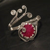 Handmade Wire Wrap Ruby Stone Cuff Bracelet