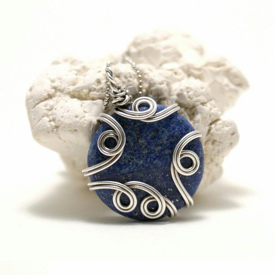 Handmade Wire Wrapped Lapis Lazuli Pendant Necklace