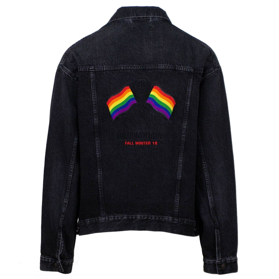 LGBQT Embroidered Denim Jacket - Black