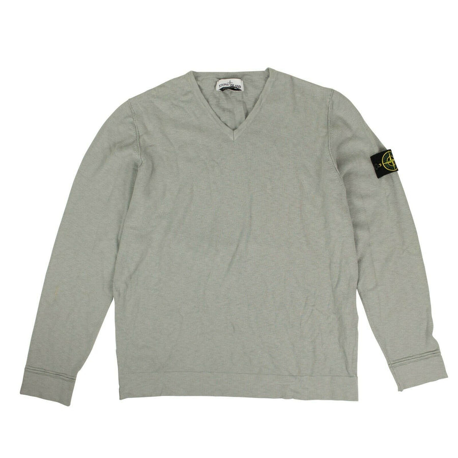 '532B0' Knit V-Neck Sweater - Light Gray