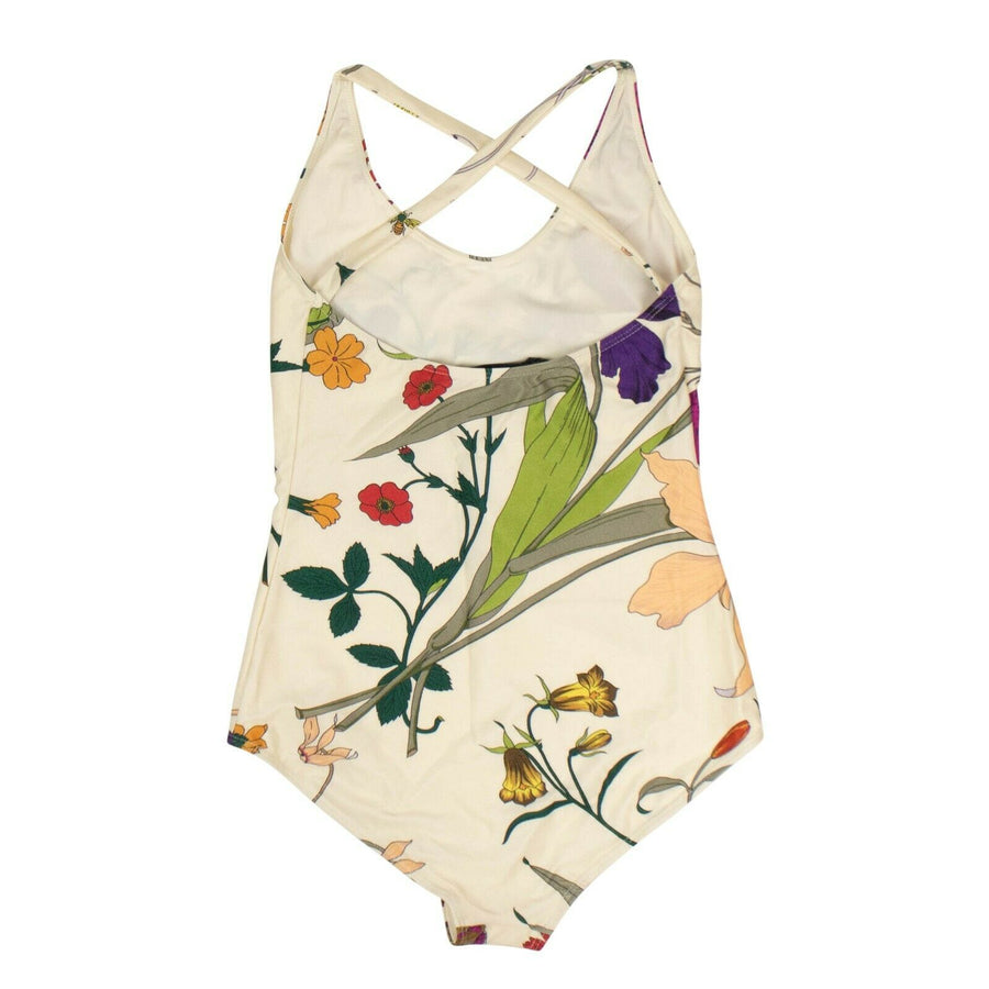 Floral Print One Piece Swimsuit - White