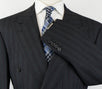 Striped Wool Double Breasted Suit - Gray