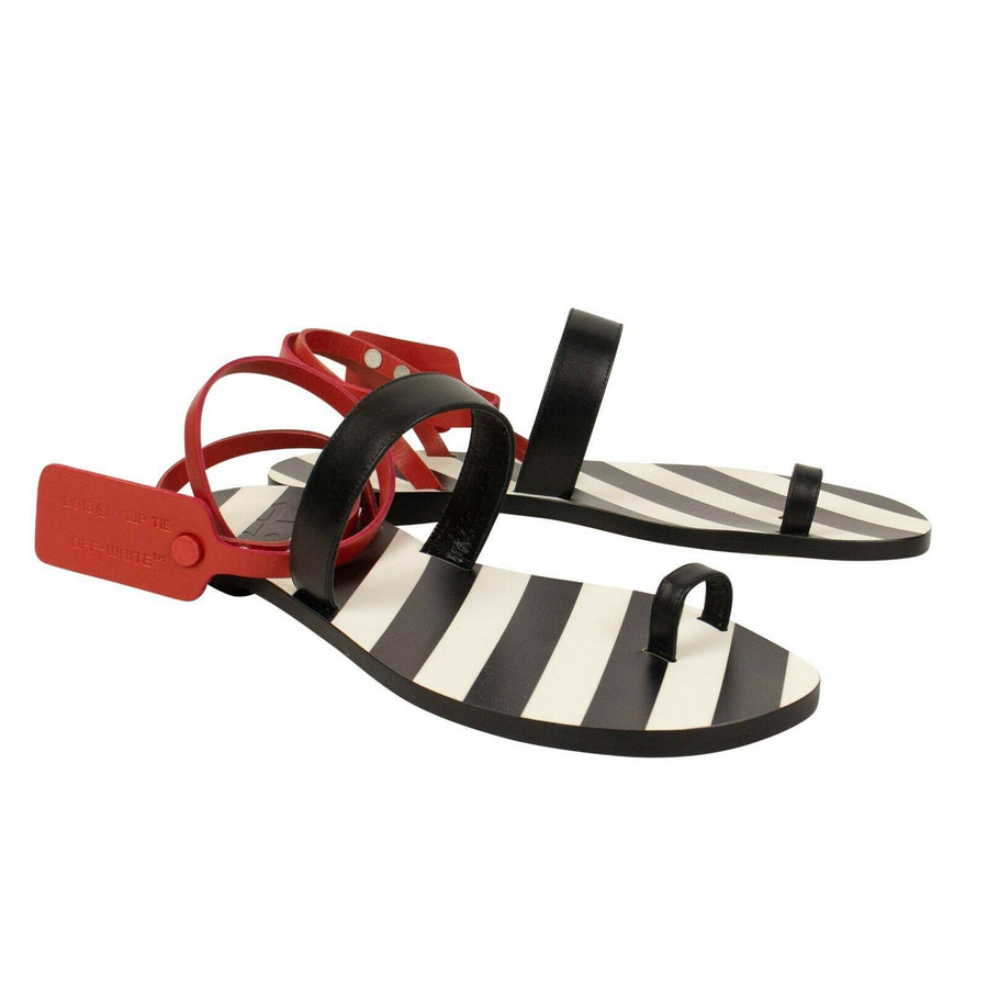 Zip-Tie Capri Flat Sandal - Black