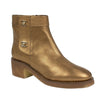 Lambskin Leather Turnlock Short Boots - Gold