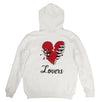 Cotton 'Lovers' Embroidered Hoodie Sweatshirt - White