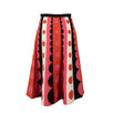 Wool Blend Polka Dot Stripe Midi Skirt - Red/Multi