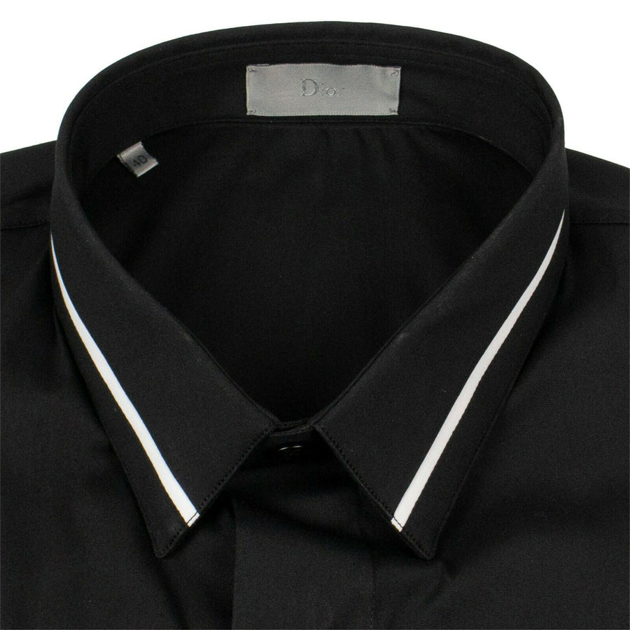 Stripe Cotton Dress Shirt - Black