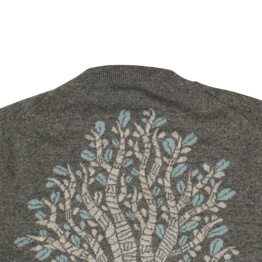 Cashmere Tree Design On Back Sweater - Gray / Teal