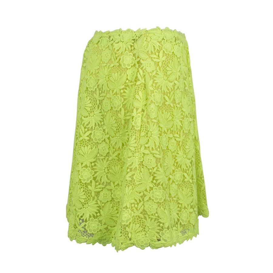 Floral Embroidered Skirt - Neon Yellow