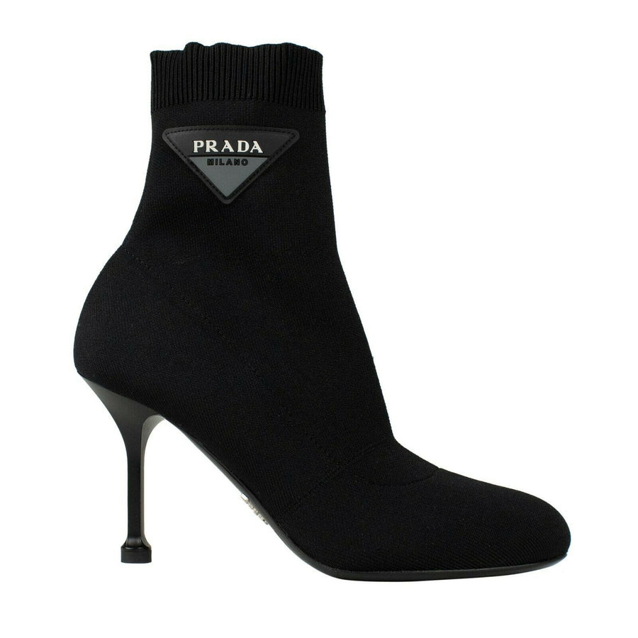 Stretch-Knit Logo Fabric Booties - Black