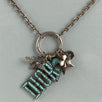 Multi Charms Turquoise Mosaic Antique Silver Long Necklace