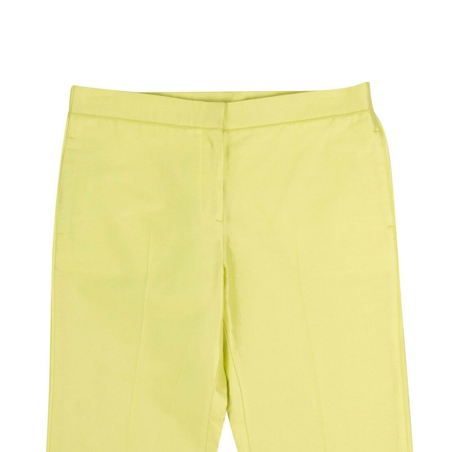 Cropped Cotton Blend Pants - Lime Green