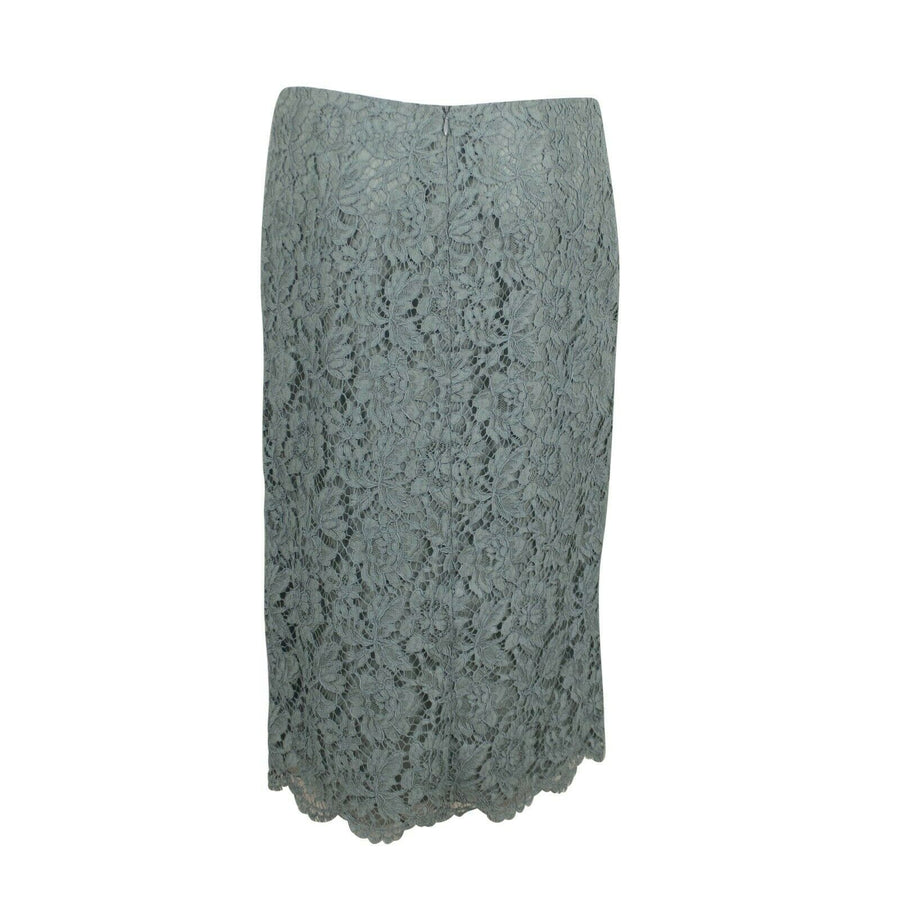 Lace Straight Midi Skirt - Light Blue