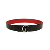 Leather Silver 'CL' Logo Belt - Black/Red