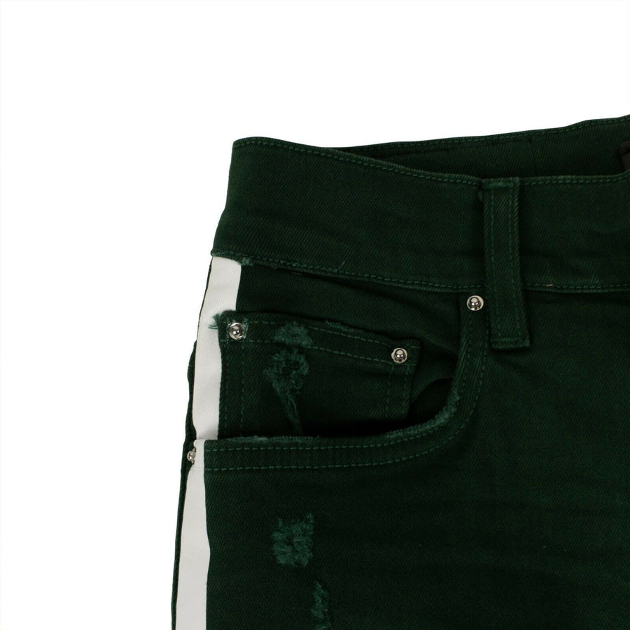 Denim Skinny Side Stripe Jeans - Green