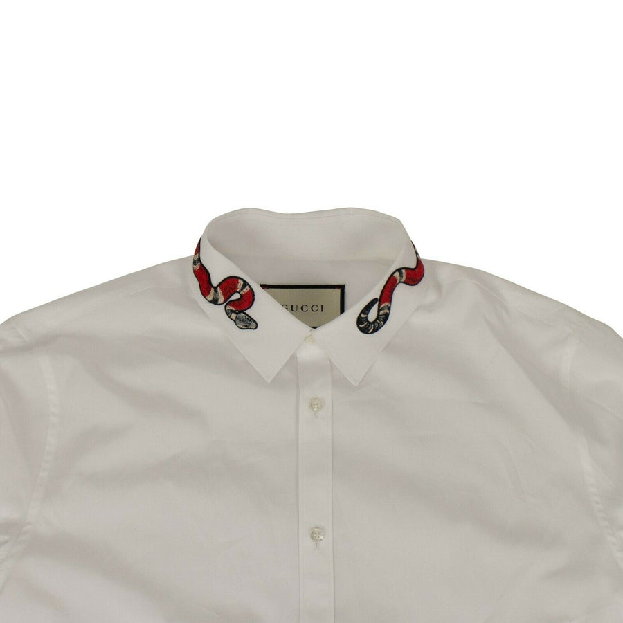 Cotton 'Duke' With Snake Button Down Dress Shirt - White