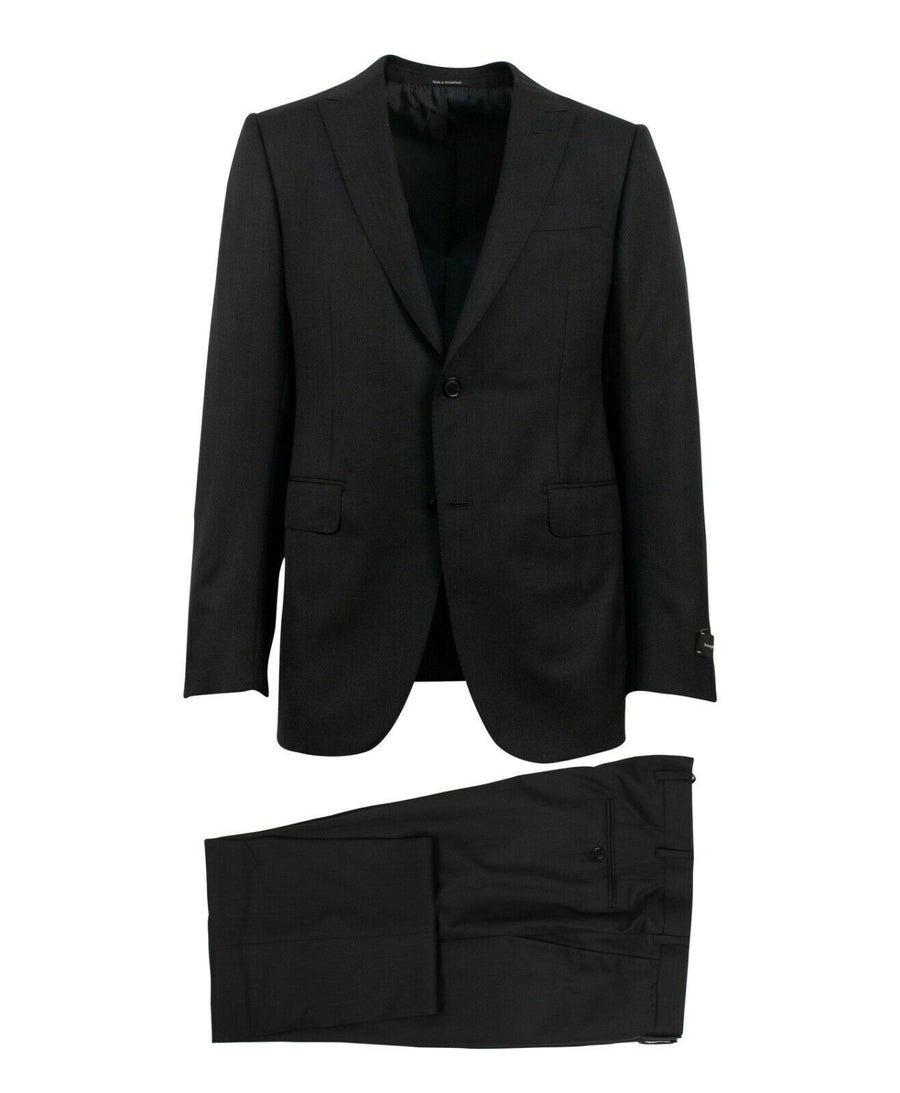 Wool Blend Two Button Suit - Black