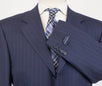 Drop 4 Striped Wool 3 Button Suit - Blue