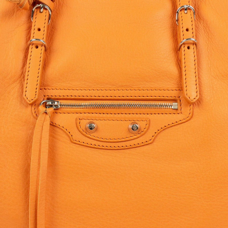 Leather Paper Tote Bag - Orange