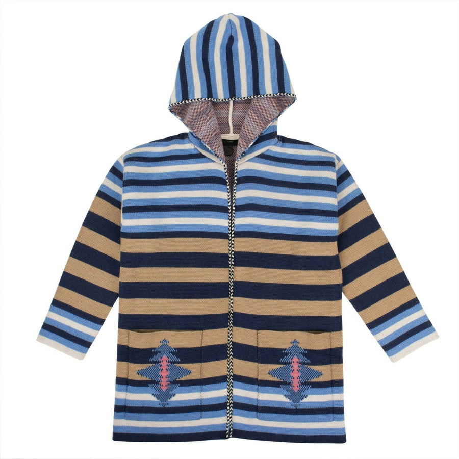 Wool Aztec Striped Pattern Cardigan - Multi-Color