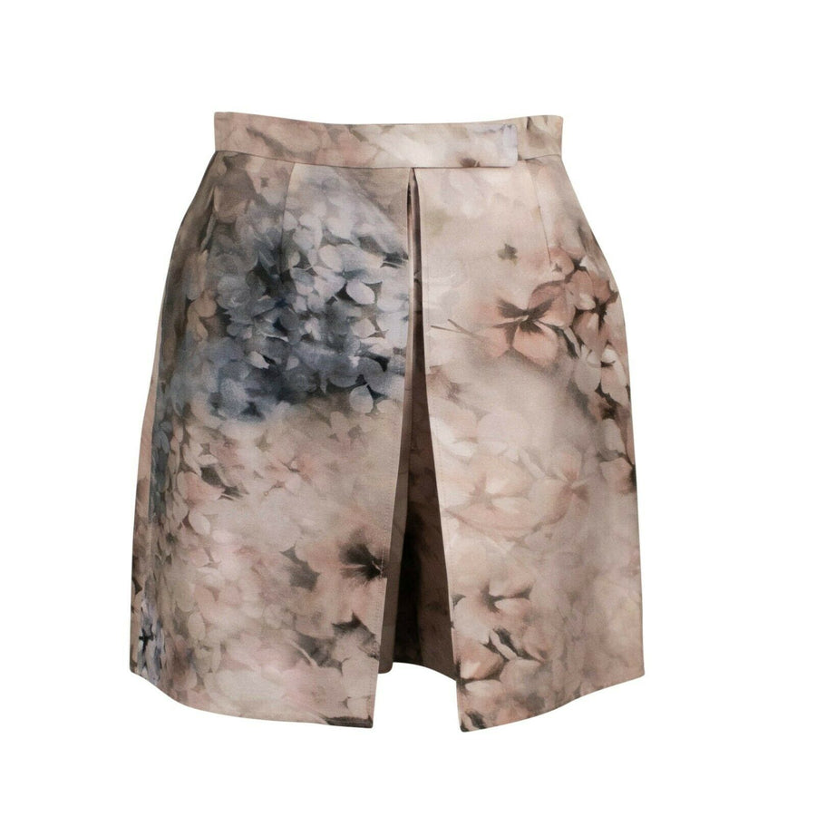 Floral Cotton Blend Skirt Shorts - Beige