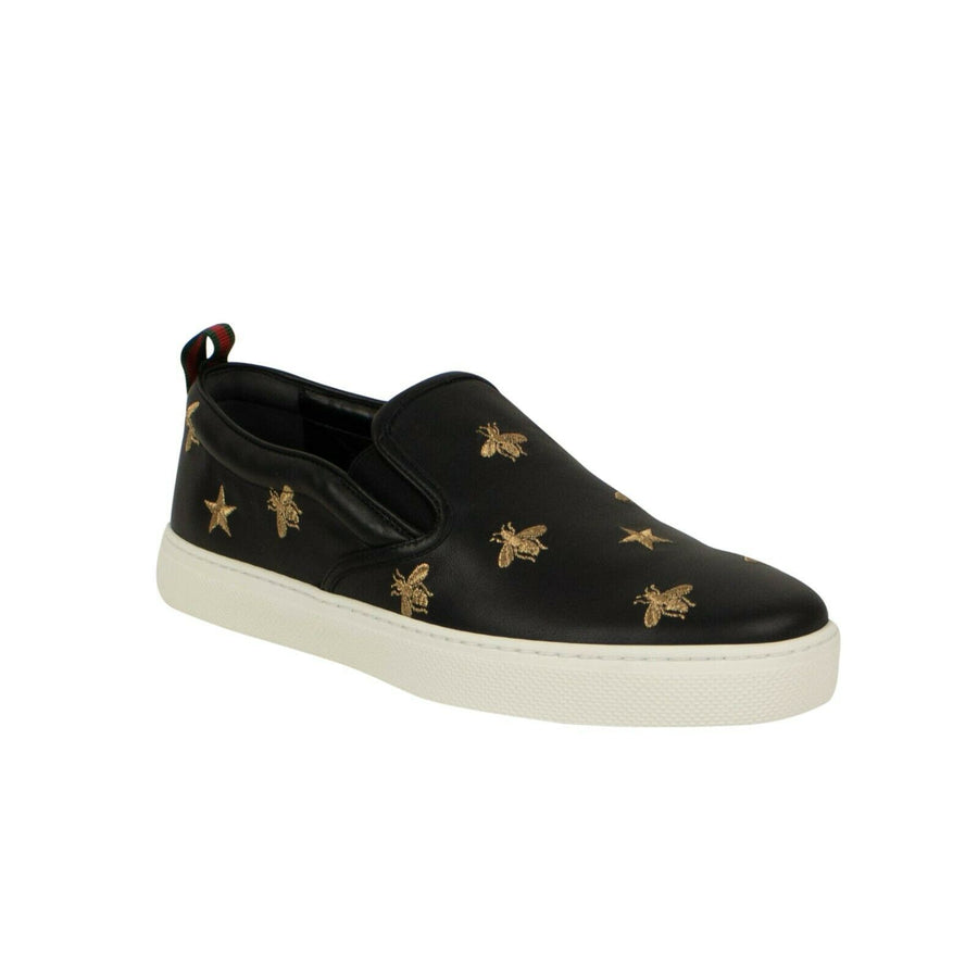 Gold Bees Slip On Sneakers - Black