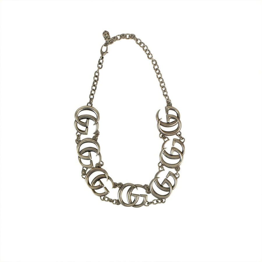 Sterling Silver GG Marmont Interlocking G Necklace - Silver